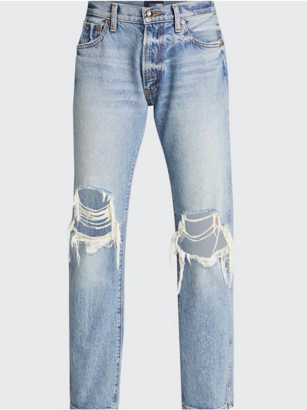 KHAITE 'Kyle' Relaxed Low Rise Denim Jeans sz 30 Blue Distressed Straight-Leg